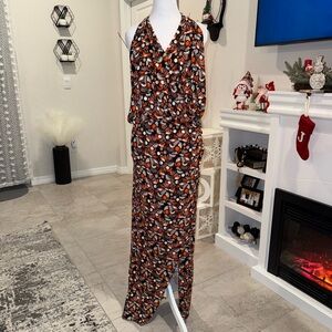NWT Free People Orange and Black Maxi Dress Size L